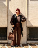 TAMPA SHORT - Gilet con frange in eco suede