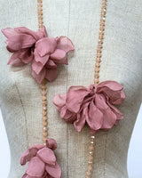 COLLANA CON FIORI IN GEORGETTE ROSA