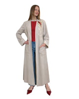 KIMONO LUNGO CON RICAMO ORIENTE GREIGE