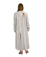 KIMONO LUNGO CON RICAMO ORIENTE GREIGE