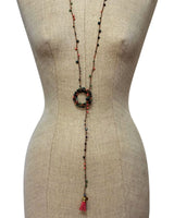 COLLANA LUNGA UNCINETTO CON PERLINE PINK/GREEN