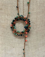 COLLANA LUNGA UNCINETTO CON PERLINE PINK/GREEN
