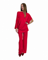 BLUSA ASIMMETRICA IN CREPE DE CHINE FUOCO