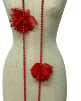 COLLANA CON FIORI IN GEORGETTE FUOCO