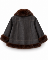 GIUBBOTTO SHERPA IN DENIM ED ECO VISONE
