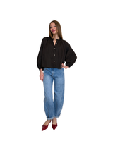 CAMICIA CORTA AMPIA IN COTONE NERA