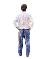 DOLCE FAR NIENTE UNISEX BLU - PANTALONE IN COTONE A BARRÈ FLOREALE