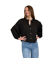 CAMICIA CORTA AMPIA IN COTONE NERA