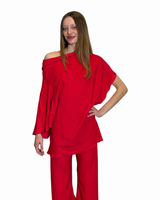 BLUSA ASIMMETRICA IN CREPE DE CHINE FUOCO