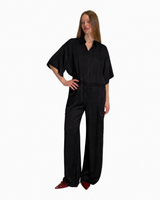 BLUSA ASIMMETRICA IN CREPE DE CHINE NERO
