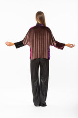 KIMONO IN VELLUTO DEVORÈ FUCSIA