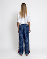 DOLCE FAR NIENTE UNISEX BLU - PANTALONE IN COTONE A BARRÈ FLOREALE