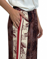 DOLCE FAR NIENTE UNISEX VINO - PANTALONE IN COTONE A BARRÈ FLOREALE