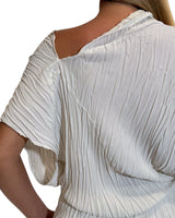 BLUSA ASIMMETRICA IN PLISSÉ CORTECCIA LATTE