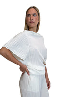 BLUSA ASIMMETRICA IN PLISSÉ CORTECCIA LATTE