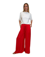 PANTALONE IN VISCOSA CON ELASTICO ROSSO