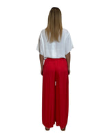 PANTALONE IN VISCOSA CON ELASTICO ROSSO