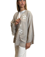 KIMONO CORTO CON PAILLETTES GREIGE