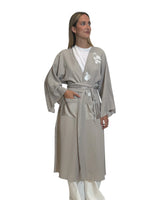 KIMONO LUNGO CON PAILLETTES GREIGE