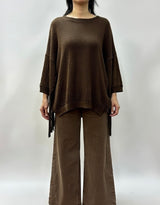 Maglia jacquard frange mocha