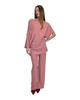 BLUSA ASIMMETRICA IN CREPE DE CHINE ROSA