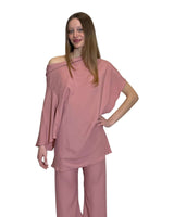 BLUSA ASIMMETRICA IN CREPE DE CHINE ROSA