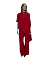 TUNICA A CAPPA IN CREPE DE CHINE ROSSO