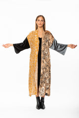 KIMONO LUNGO IN VELLUTO DEVORÈ CAMMELLO