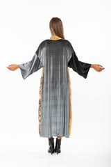 KIMONO LUNGO IN VELLUTO DEVORÈ CAMMELLO