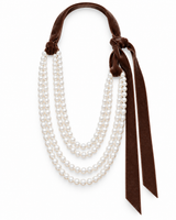 COLLANA CON FILI DI PERLE E NASTRO IN VELLUTO WHITE