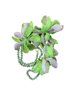 COLLANA CON FIORI IN GEORGETTE COLOR VERDE ACIDO