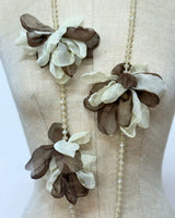 COLLANA CON FIORI  IN GEORGETTE CAFFÈ SHINE