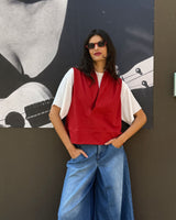 GILET IN FELPA ROSSO