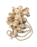 COLLANA CON FIORI IN GEORGETTE PANNA