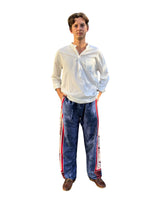 DOLCE FAR NIENTE UNISEX BLU - PANTALONE IN COTONE A BARRÈ FLOREALE