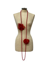 COLLANA CON FIORI  IN GEORGETTE FUOCO