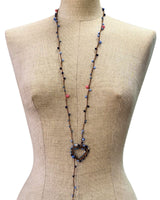 COLLANA LUNGA UNCINETTO CON PERLINE BLU