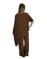 TUNICA A CAPPA IN CREPE DE CHINE CACAO