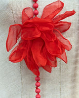 COLLANA CON FIORI  IN GEORGETTE FUOCO
