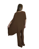 TUNICA A CAPPA IN CREPE DE CHINE CACAO