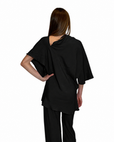 BLUSA ASIMMETRICA IN CREPE DE CHINE NERO