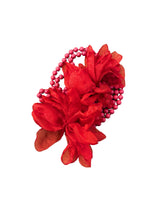 COLLANA CON FIORI  IN GEORGETTE FUOCO