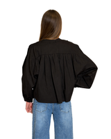 CAMICIA CORTA AMPIA IN COTONE NERA