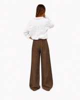 PANTALONE AMPIO IN LINO CACAO
