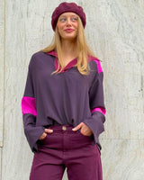 T-SHIRT POLO IN SETA TRI COLOR VINO