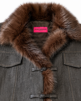 GIUBBOTTO SHERPA IN DENIM ED ECO VISONE