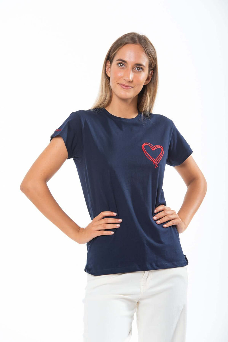 T-SHIRT DONNA ROSSO BLU