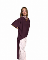 T-SHIRT FRACH IN CREPE DE CHIN VINO