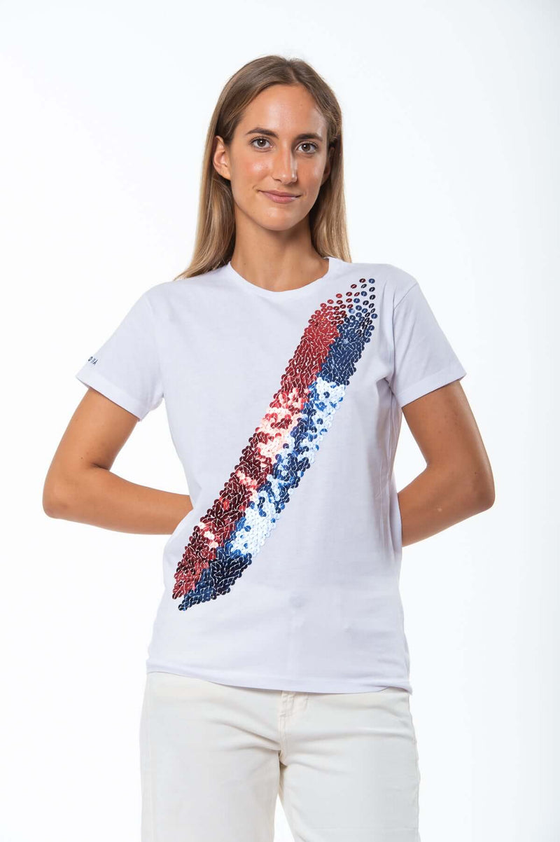 T-SHIRT DONNA FASCIA PAILLETTES