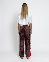 DOLCE FAR NIENTE UNISEX VINO - PANTALONE IN COTONE A BARRÈ FLOREALE